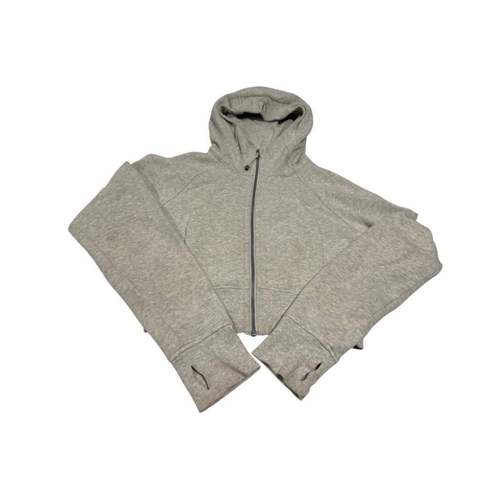 Lululemon Women's Scuba Full-Zip Cropped Hoodie Core Ultra Light Grey Size 6
